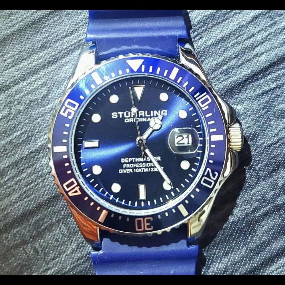 Rare Stuhrling Mens Depthmaster 100M Diver Watch Exc‎ Cond